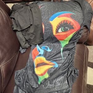 Colorful Face Graphic Sheer Shorts Set